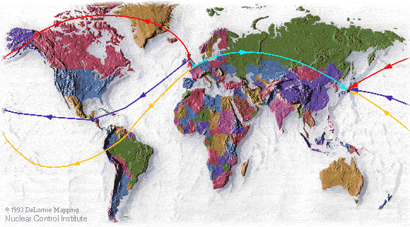 World Map of Plutonium Air Shipment Routes